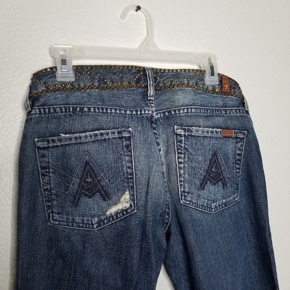 7 For All Mankind Havana Distressed Stud Jeans 29 - Picture 1 of 7